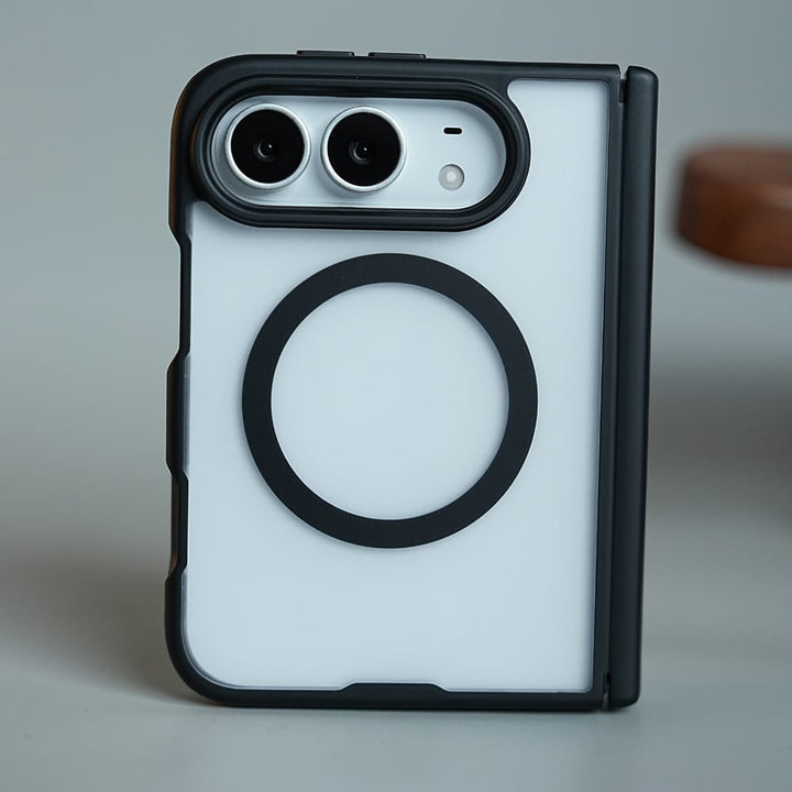 FRATO iPhone Fold Black FrostMag Shield Back Case for iPhone Duo | MagSafe Compatible with Hinge Protection