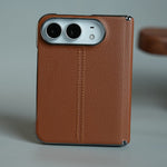 Middle Stitched Leather Texture Case for iPhone Duo with Front Glass & Hinge Protection