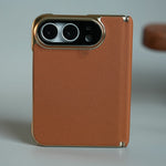 Premium Micro-Grid Textured Case for iPhone Duo with Chrome Finish, Camera Glass & Hinge Protection
