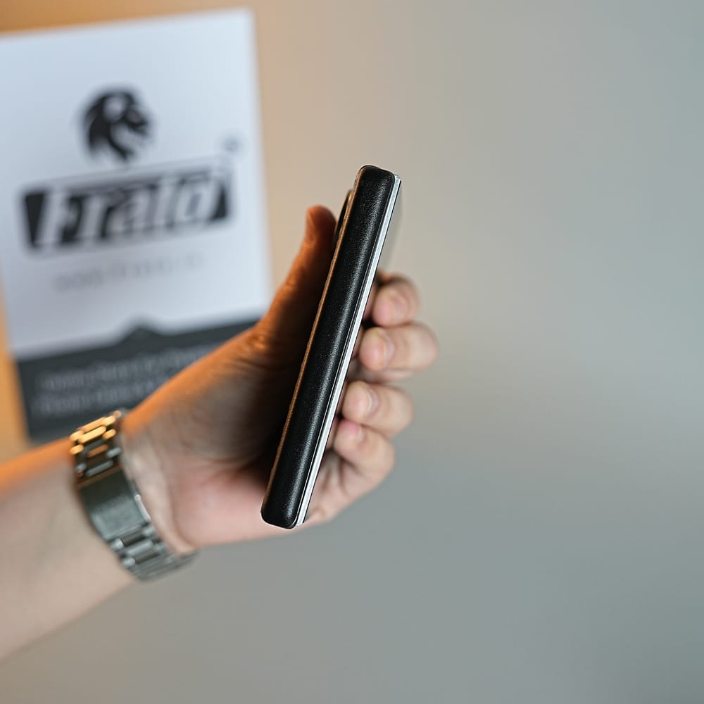 FRATO iPhone Fold Chevron Ribbed Leather-Texture Case for iPhone Duo with Camera Glass &amp; Hinge Protection