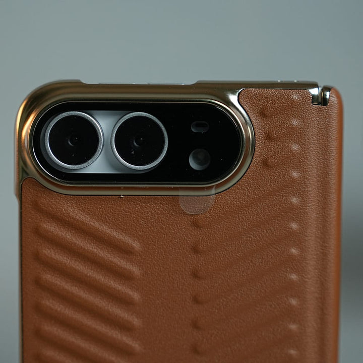 FRATO iPhone Fold Chevron Ribbed Leather-Texture Case for iPhone Duo with Camera Glass &amp; Hinge Protection
