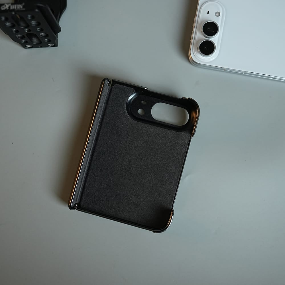 FRATO iPhone Fold Chevron Ribbed Leather-Texture Case for iPhone Duo with Camera Glass &amp; Hinge Protection
