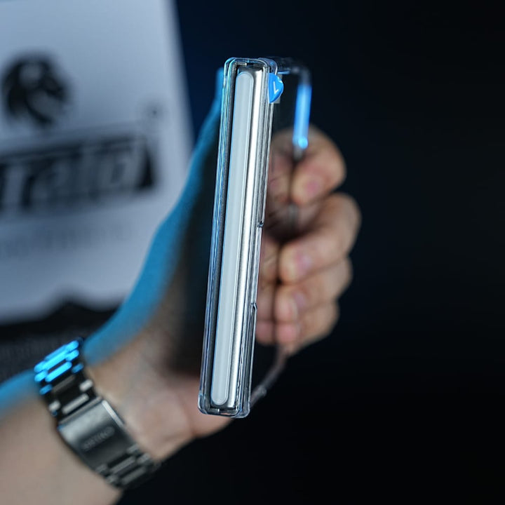 FRATO iPhone Fold Crystal Clear Case for iPhone Duo | 360° Rotating Metal Stand &amp; Hinge Protection