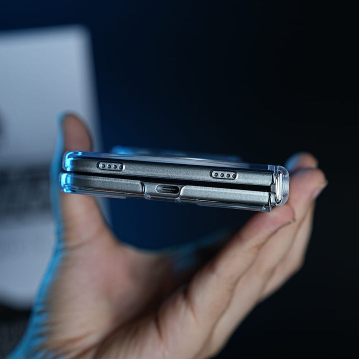 FRATO iPhone Fold Crystal Clear Case for iPhone Duo | 360° Rotating Metal Stand &amp; Hinge Protection