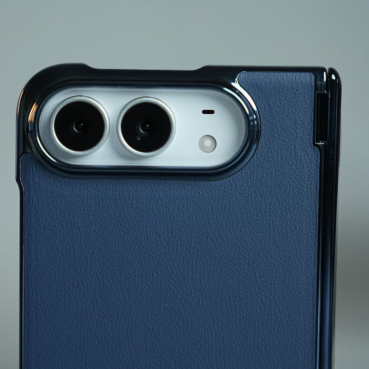 FRATO iPhone Fold Leather Texture Case for iPhone Duo with Chrome Side | MagSafe Compatible | Hinge Protection
