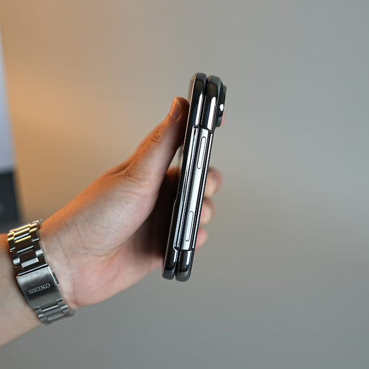 FRATO iPhone Fold Leather Textured Case for iPhone Duo with Front Glass &amp; Hinge Protection