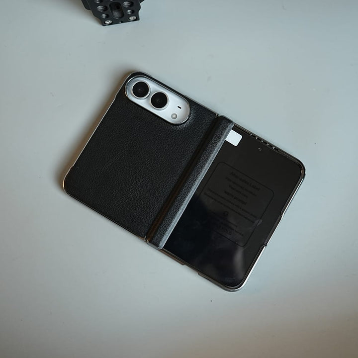 FRATO iPhone Fold Leather Textured Case for iPhone Duo with Front Glass &amp; Hinge Protection
