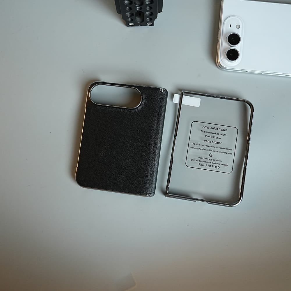 FRATO iPhone Fold Leather Textured Case for iPhone Duo with Front Glass &amp; Hinge Protection