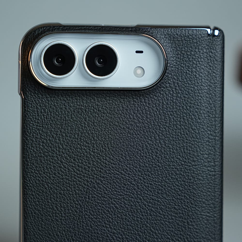 FRATO iPhone Fold Leather Textured Case for iPhone Duo with Front Glass &amp; Hinge Protection