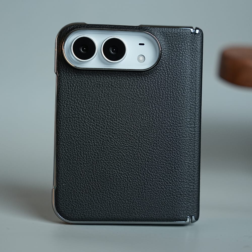 FRATO iPhone Fold Leather Textured Case for iPhone Duo with Front Glass &amp; Hinge Protection