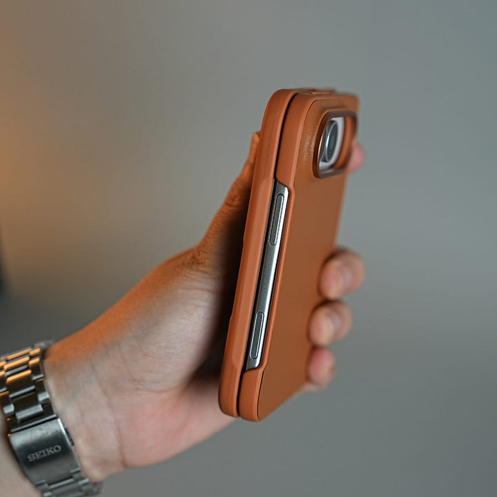FRATO iPhone Fold LuxeGrain Textured Leather Case for iPhone Duo with Front Glass Protection