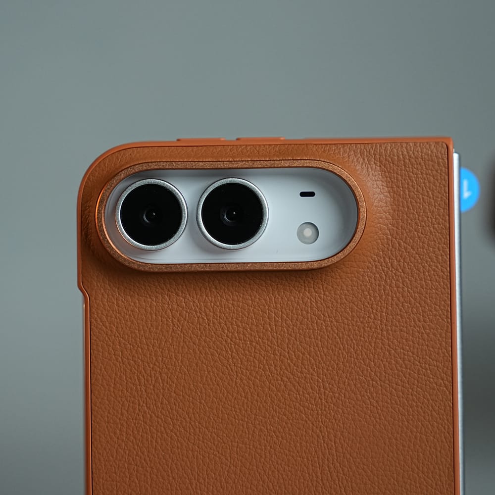 FRATO iPhone Fold LuxeGrain Textured Leather Case for iPhone Duo with Front Glass Protection