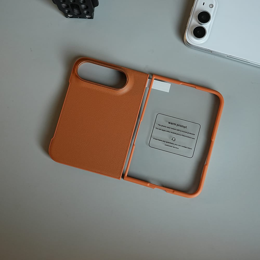 FRATO iPhone Fold LuxeGrain Textured Leather Case for iPhone Duo with Front Glass Protection