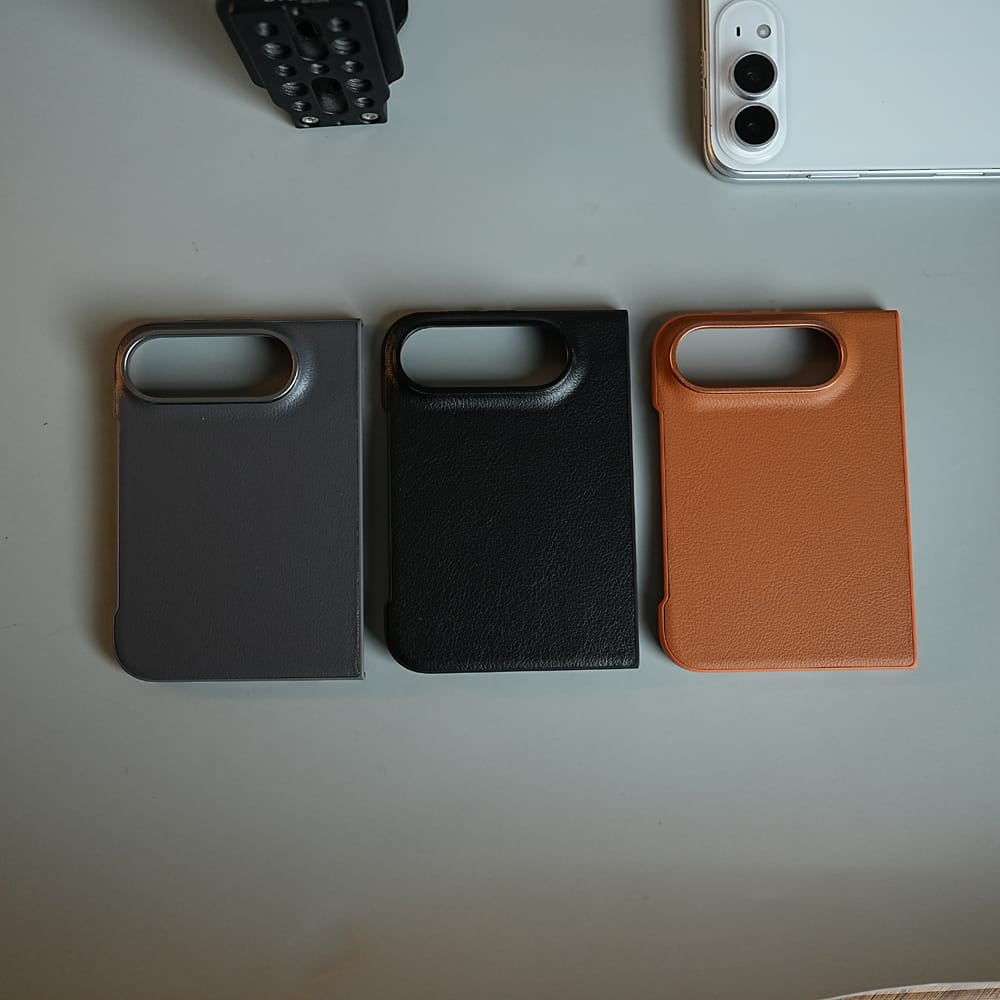 FRATO iPhone Fold LuxeGrain Textured Leather Case for iPhone Duo with Front Glass Protection