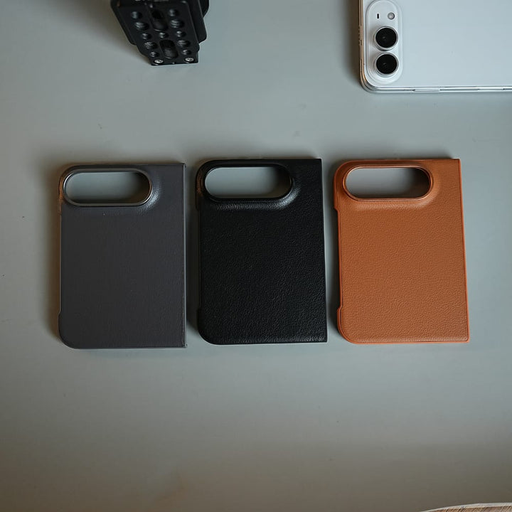 FRATO iPhone Fold LuxeGrain Textured Leather Case for iPhone Duo with Front Glass Protection