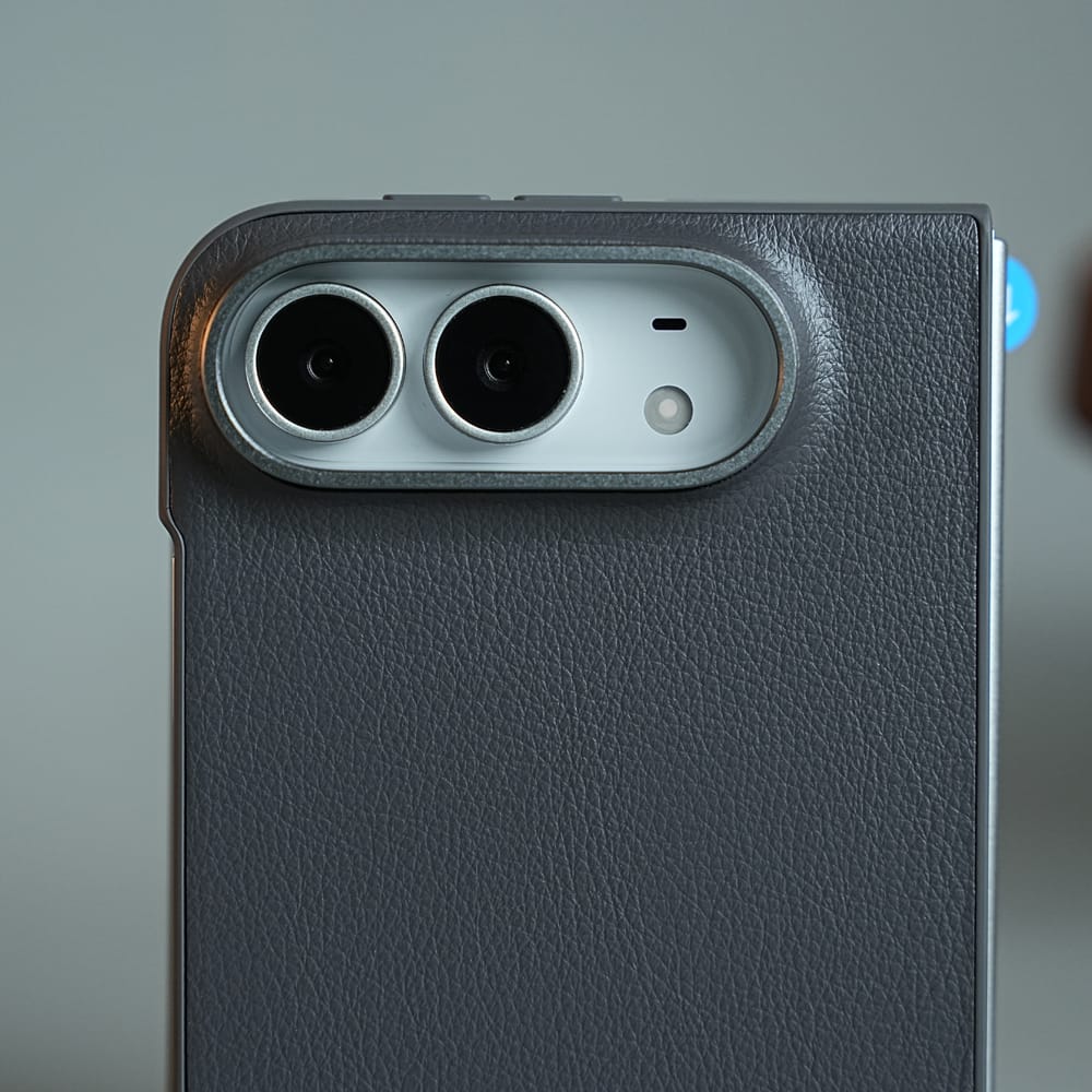 FRATO iPhone Fold LuxeGrain Textured Leather Case for iPhone Duo with Front Glass Protection