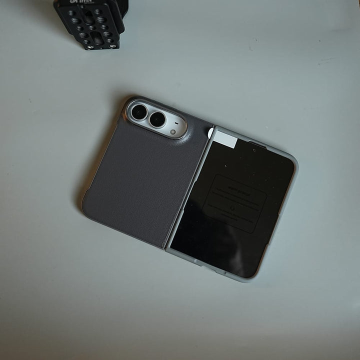FRATO iPhone Fold LuxeGrain Textured Leather Case for iPhone Duo with Front Glass Protection
