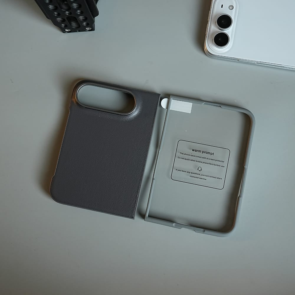 FRATO iPhone Fold LuxeGrain Textured Leather Case for iPhone Duo with Front Glass Protection