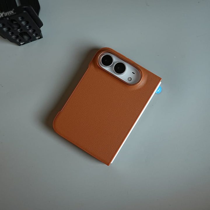FRATO iPhone Fold LuxeGrain Textured Leather Case for iPhone Duo with Front Glass Protection