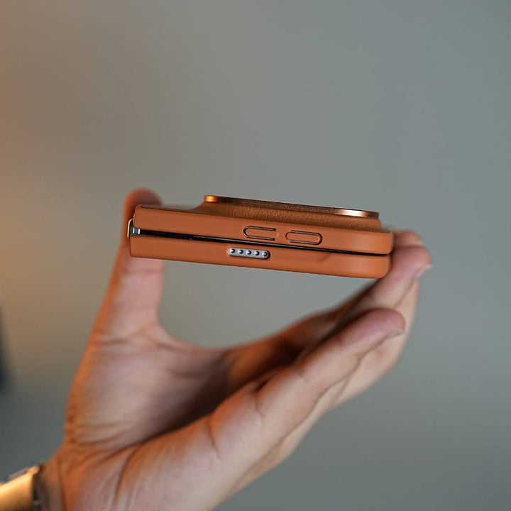 FRATO iPhone Fold LuxeGrain Textured Leather Case for iPhone Duo with Front Glass Protection