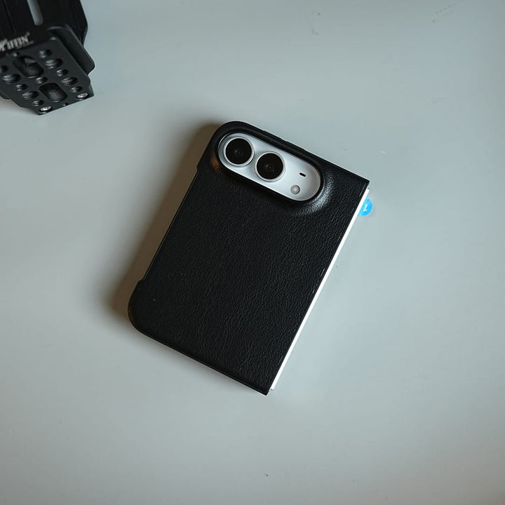 FRATO iPhone Fold LuxeGrain Textured Leather Case for iPhone Duo with Front Glass Protection