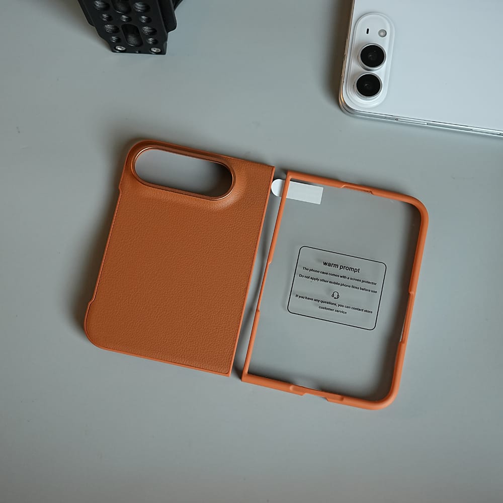 FRATO iPhone Fold LuxeGrain Textured Leather Case for iPhone Duo with Front Glass Protection