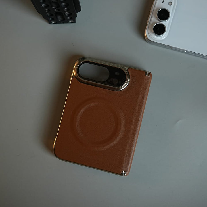 FRATO iPhone Fold Premium Leather Texture MagSafe Case for iPhone Duo with Camera Glass &amp; Hinge Protection