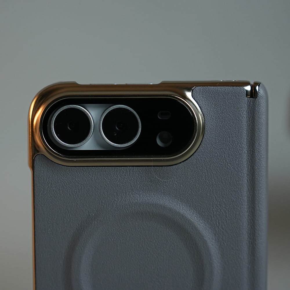 FRATO iPhone Fold Premium Leather Texture MagSafe Case for iPhone Duo with Camera Glass &amp; Hinge Protection