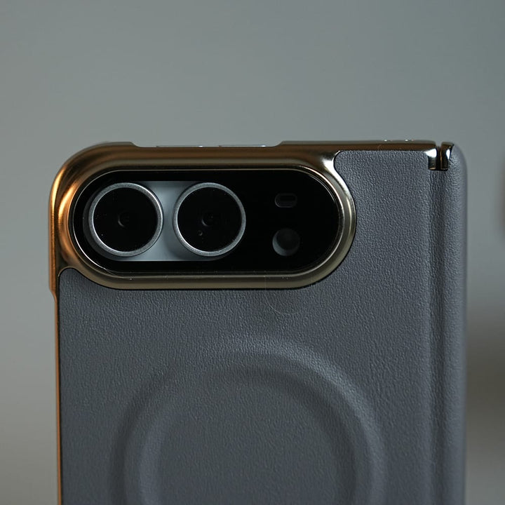 FRATO iPhone Fold Premium Leather Texture MagSafe Case for iPhone Duo with Camera Glass &amp; Hinge Protection
