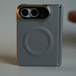 Premium Leather Texture MagSafe Case for iPhone Duo with Camera Glass & Hinge Protection