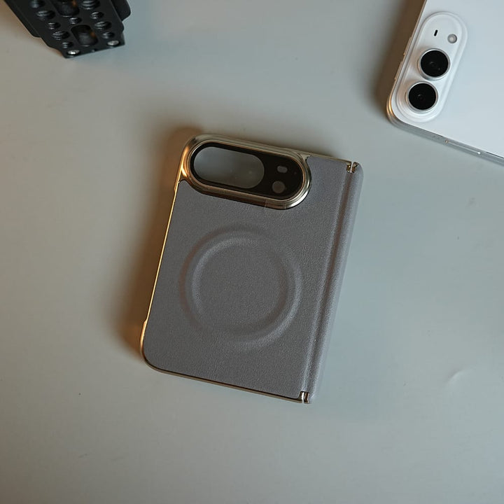 FRATO iPhone Fold Premium Leather Texture MagSafe Case for iPhone Duo with Camera Glass &amp; Hinge Protection