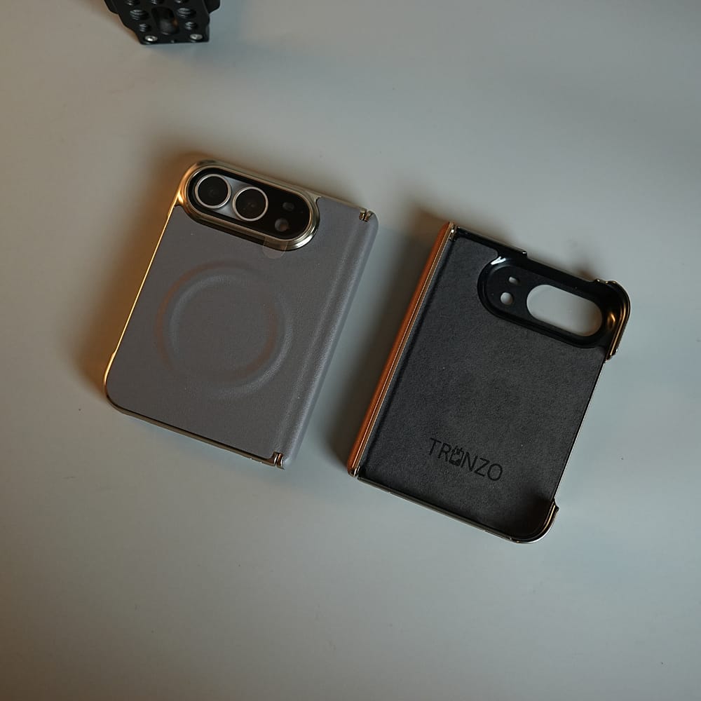 FRATO iPhone Fold Premium Leather Texture MagSafe Case for iPhone Duo with Camera Glass &amp; Hinge Protection
