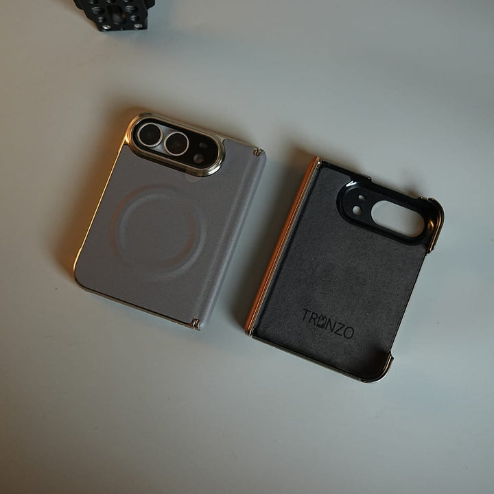 FRATO iPhone Fold Premium Leather Texture MagSafe Case for iPhone Duo with Camera Glass &amp; Hinge Protection