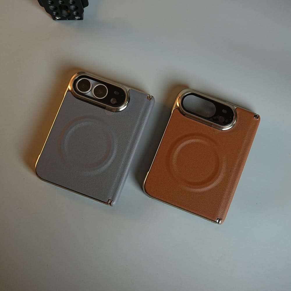 FRATO iPhone Fold Premium Leather Texture MagSafe Case for iPhone Duo with Camera Glass &amp; Hinge Protection
