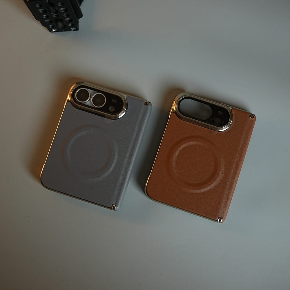 FRATO iPhone Fold Premium Leather Texture MagSafe Case for iPhone Duo with Camera Glass &amp; Hinge Protection