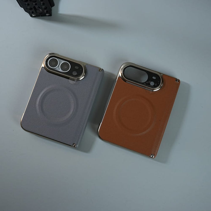 FRATO iPhone Fold Premium Leather Texture MagSafe Case for iPhone Duo with Camera Glass &amp; Hinge Protection