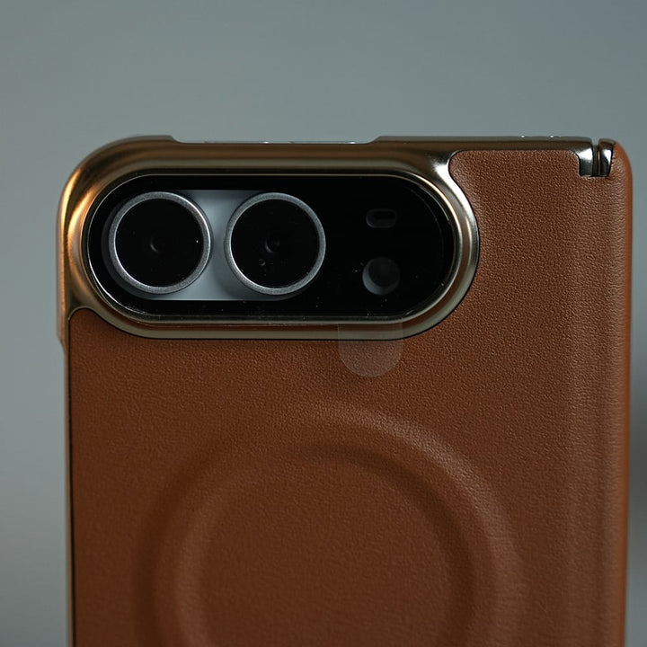 FRATO iPhone Fold Premium Leather Texture MagSafe Case for iPhone Duo with Camera Glass &amp; Hinge Protection