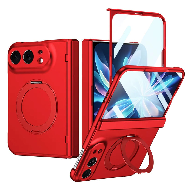FRATO iPhone Fold Rotating Ring Stand Case for iPhone Duo | Full Hinge Protection &amp; Built-In Front Glass