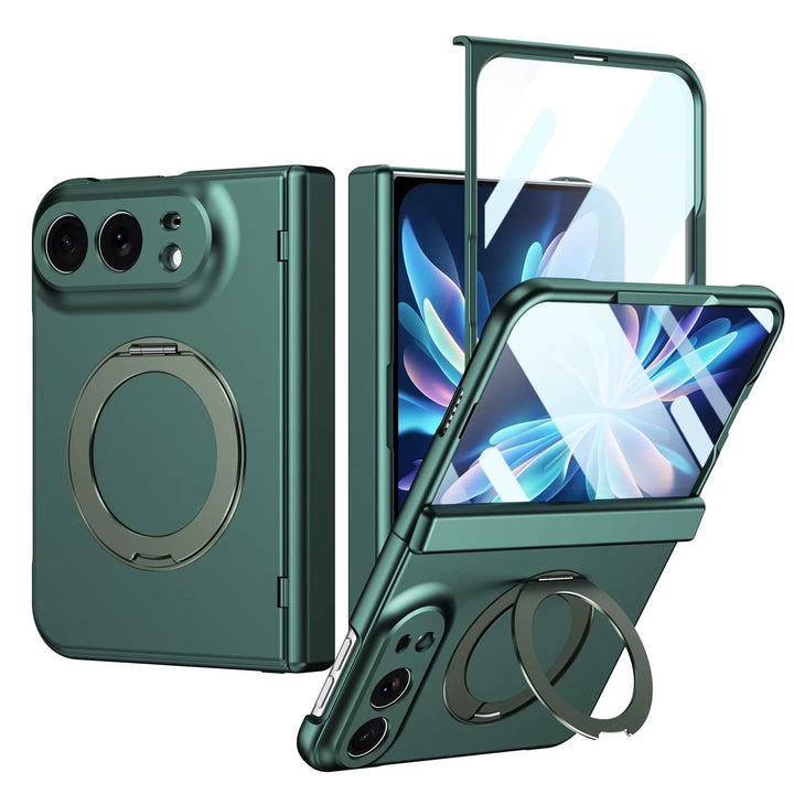 FRATO iPhone Fold Rotating Ring Stand Case for iPhone Duo | Full Hinge Protection &amp; Built-In Front Glass