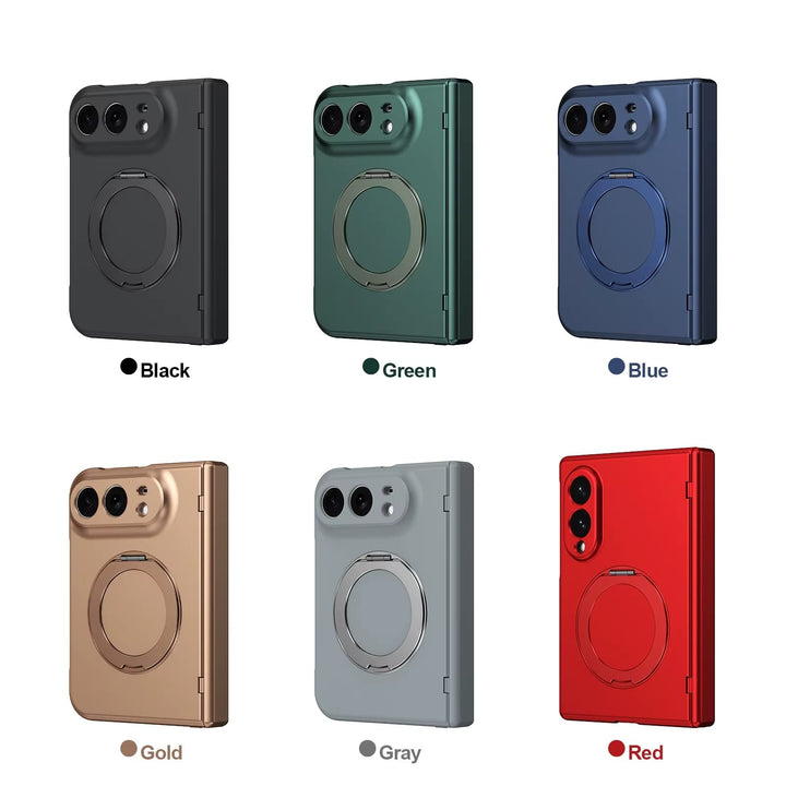 FRATO iPhone Fold Rotating Ring Stand Case for iPhone Duo | Full Hinge Protection &amp; Built-In Front Glass