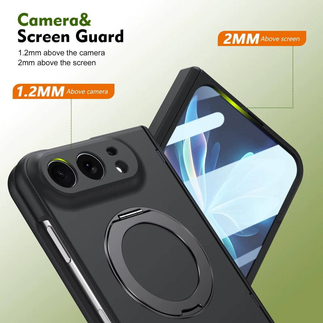 FRATO iPhone Fold Rotating Ring Stand Case for iPhone Duo | Full Hinge Protection &amp; Built-In Front Glass