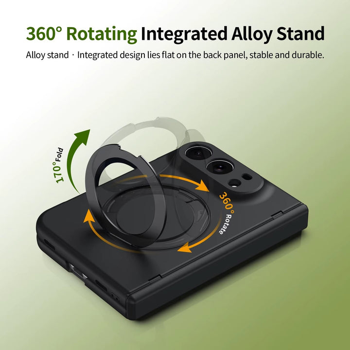 FRATO iPhone Fold Rotating Ring Stand Case for iPhone Duo | Full Hinge Protection &amp; Built-In Front Glass