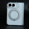 Crystal Clear Case for iPhone Duo | 360° Rotating Metal Stand & Hinge Protection