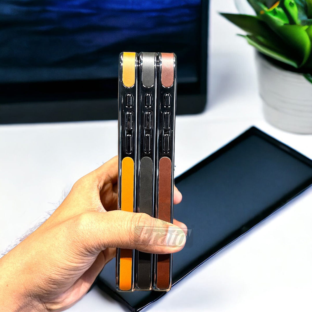 FRATO iPhone Trending iPhone 15 Series  Logo Cut Chrome Plated PU leather Luxry Case Cover