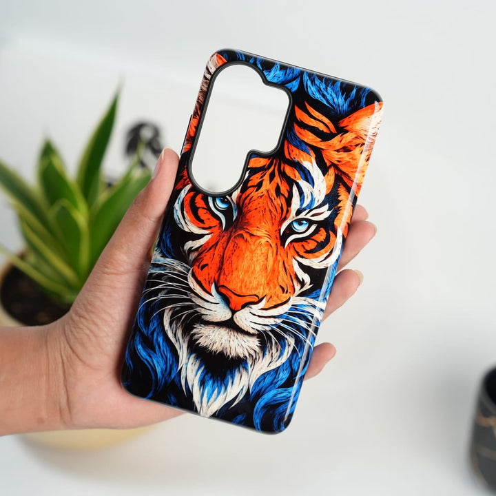 FRATO Leke Dual Layer Samsung S22 Ultra Galaxy Ultra Series Tiger Face HD Glossy Double layer Tough Cover