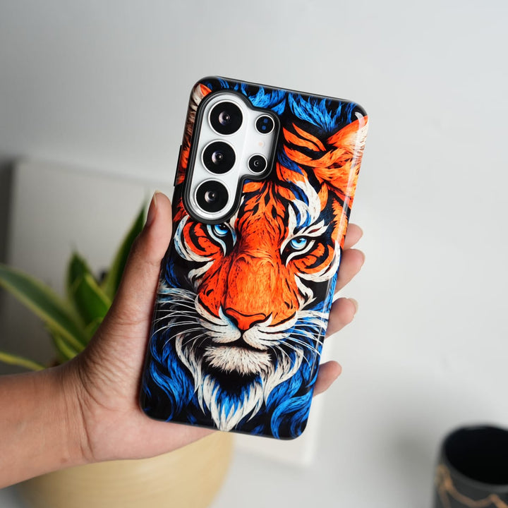 FRATO Leke Dual Layer Samsung S25 Ultra Galaxy Ultra Series Tiger Face HD Glossy Double layer Tough Cover