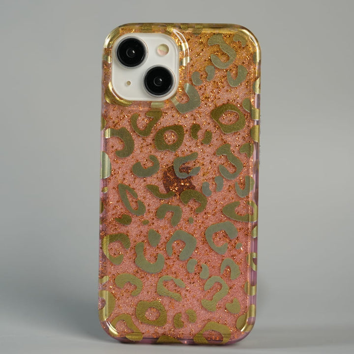 FRATO luxury Case 15 iPhone Series Luxury Gold Leopard Print Glitter Case with Glossy Finish