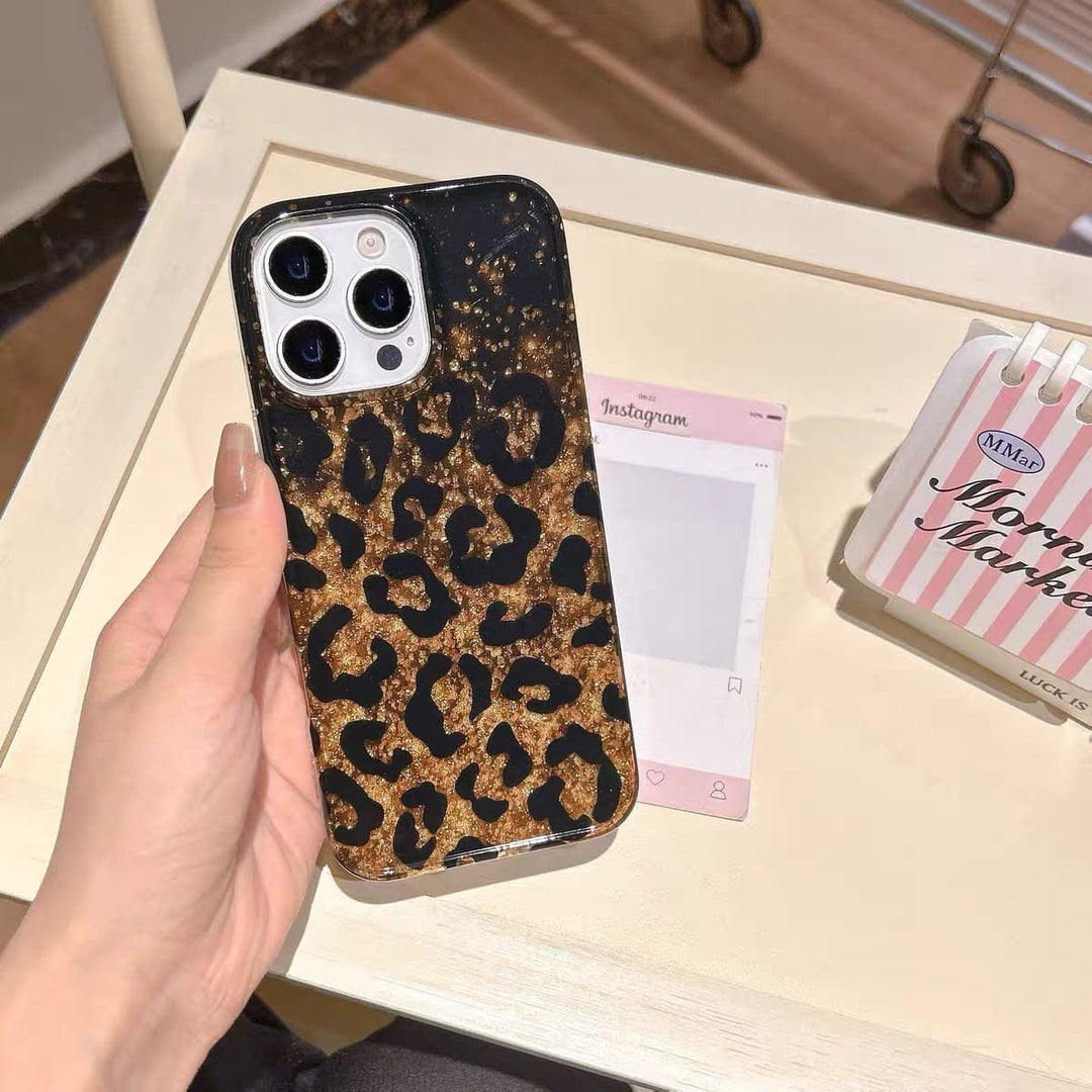 FRATO luxury Case 16 Pro Max / Black Glitter Leopard Print Case for iPhone | Sparkle TPU Protective Cover