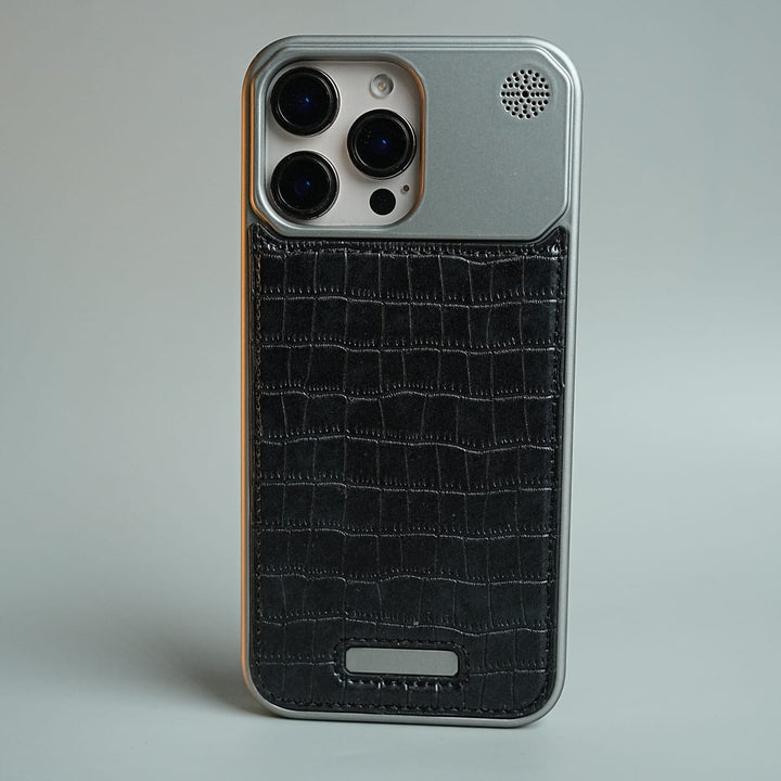 FRATO luxury Case 16 Pro Max / Black iPhone Series Premium Crocodile Texture Stitched MagSafe Case