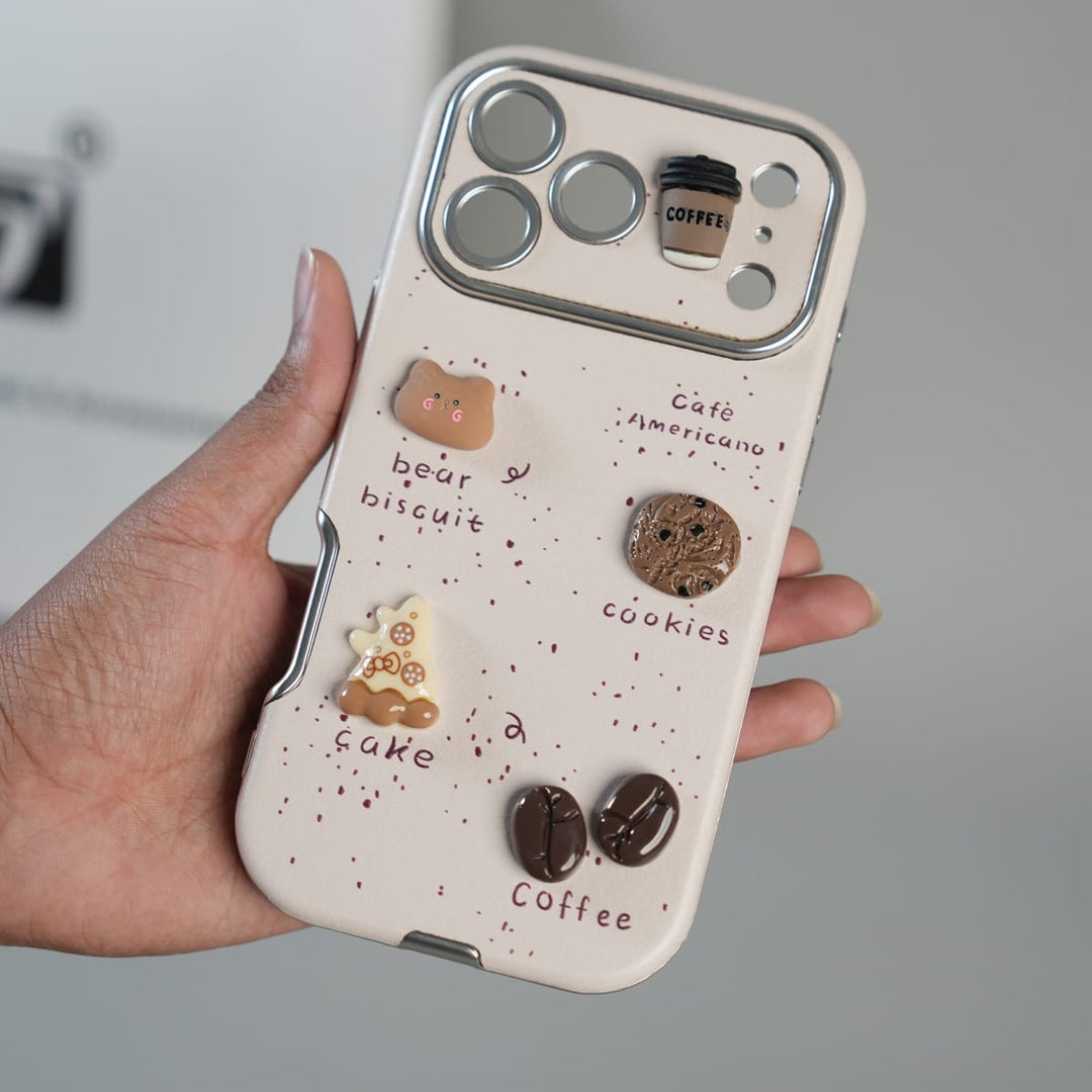 FRATO luxury Case 16 Pro Max iPhone Series Premium Cute Café 3D Charm Protective Case